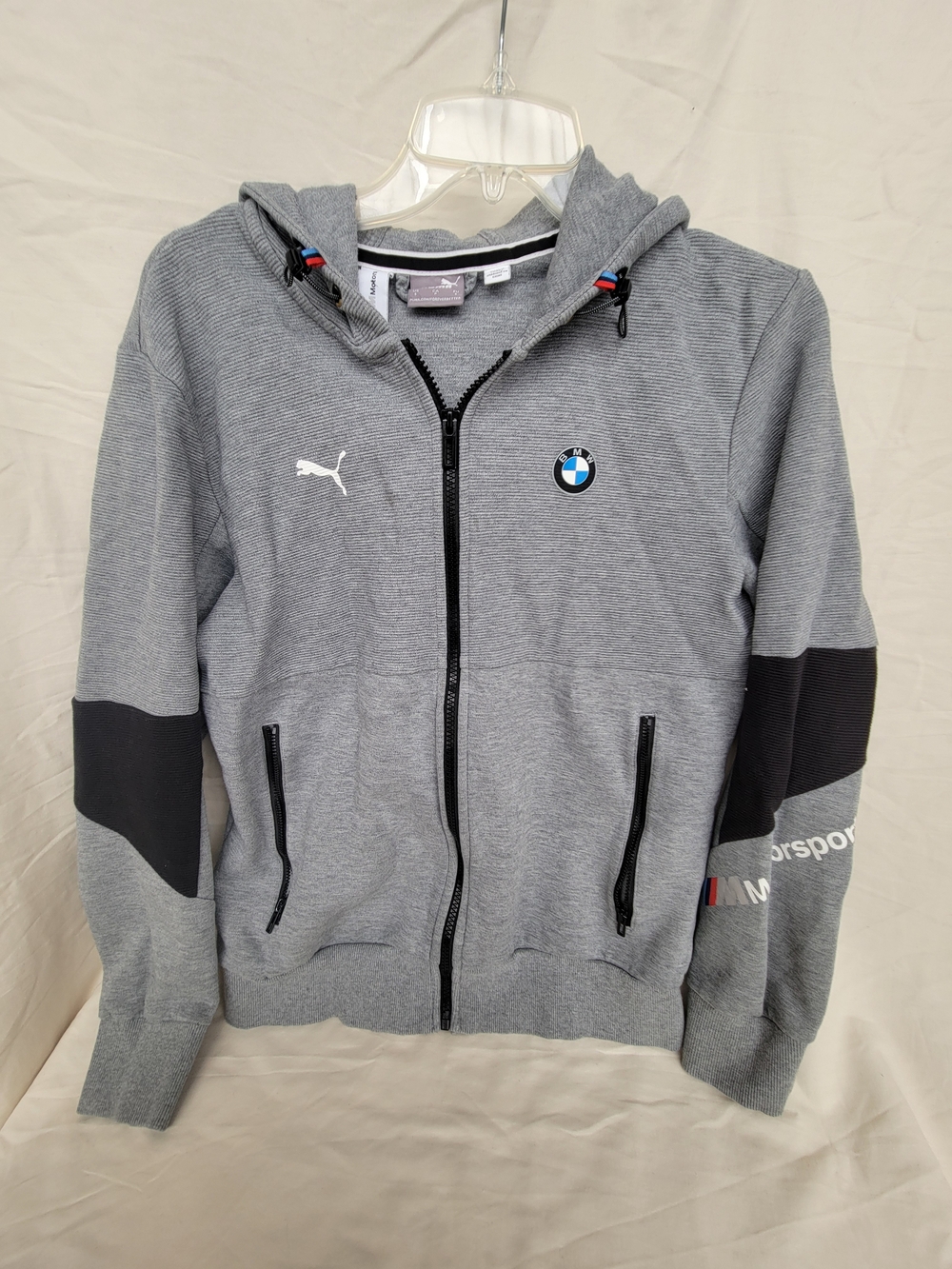 Puma BMW Motorsport Gray Zip Hoodie with Black Accents